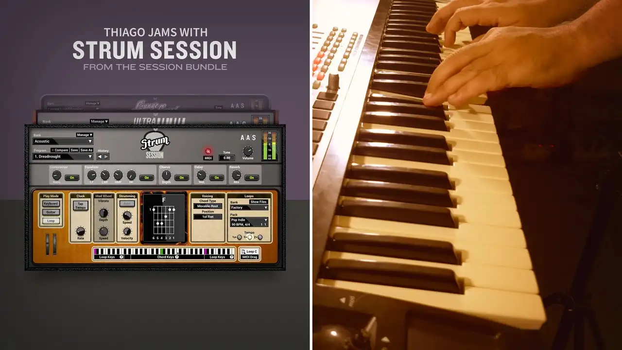 By the Lake—Thiago Pinheiro jams with the Strum Session acoustic and electric guitars plug-in