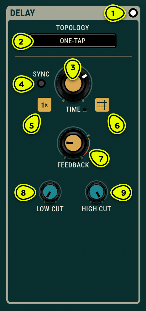Delay module with the One-tap topology selected