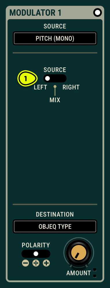 Modulator 1 with Pitch selected as the source of modulation