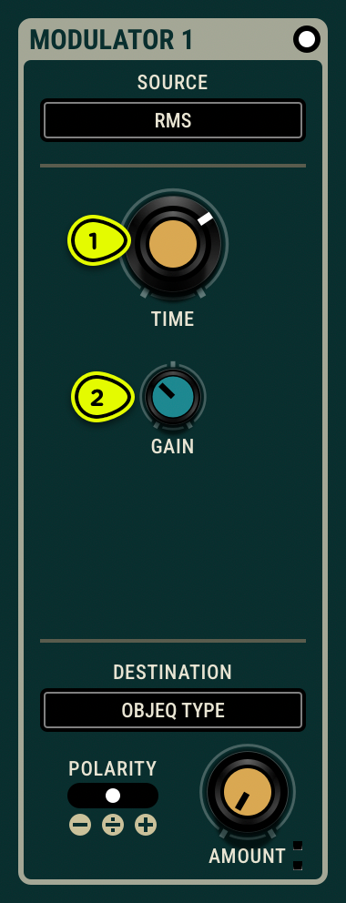 Modulator 1 with RMS selected as the source of modulation
